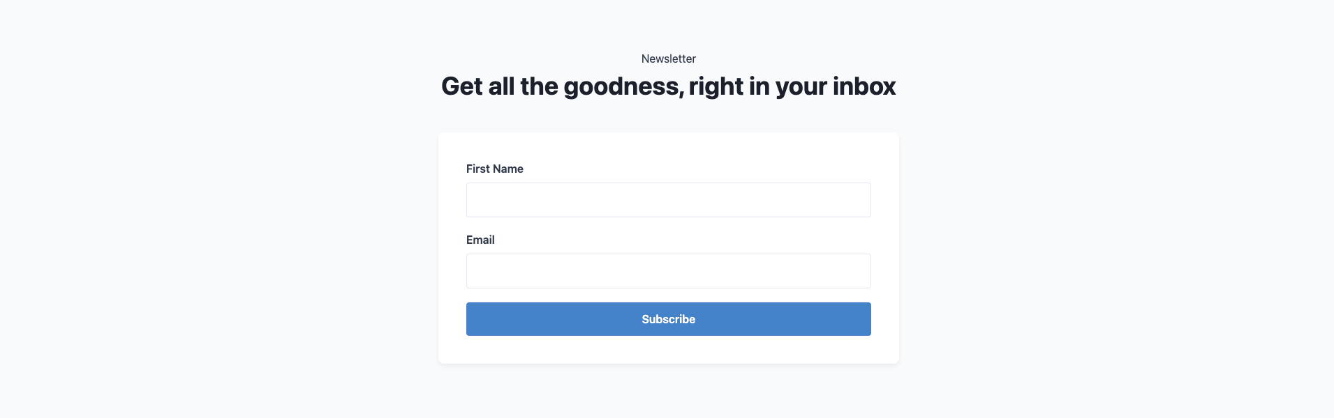 Preview of the form section